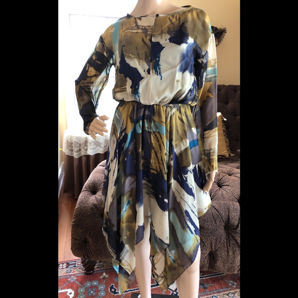 Cut25 100% Silk Dress Asymmetrical Ham Lined Sz 4